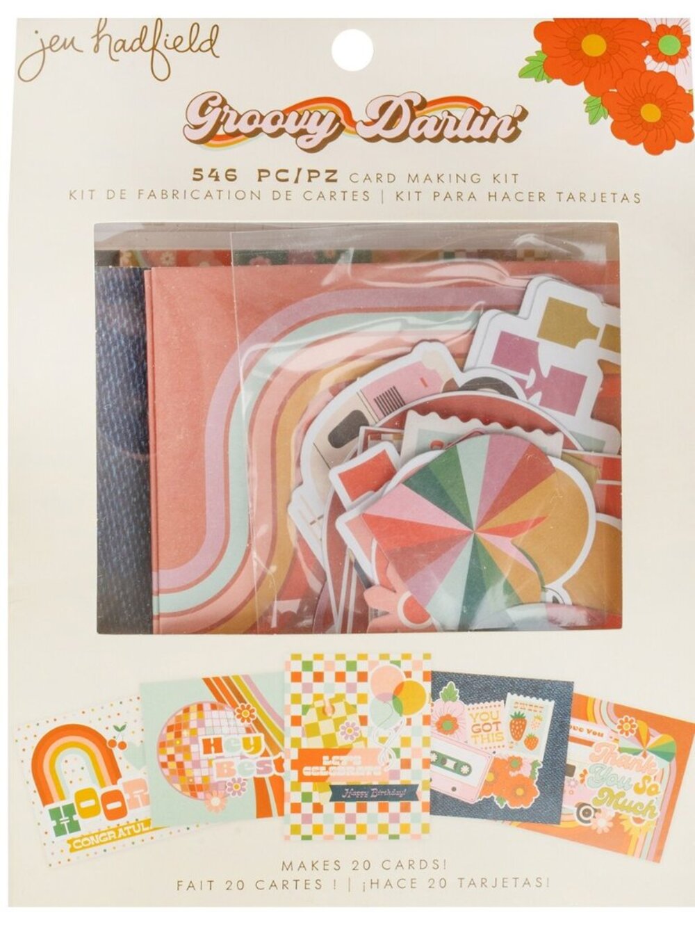 Jen Hadfield Groovy Darlin' Card Making Set-Makes 20 Cards - NIB